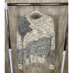 Medium Young Threads Abstract Print Fluffy Eyelash Sequined Sweater Multicolor